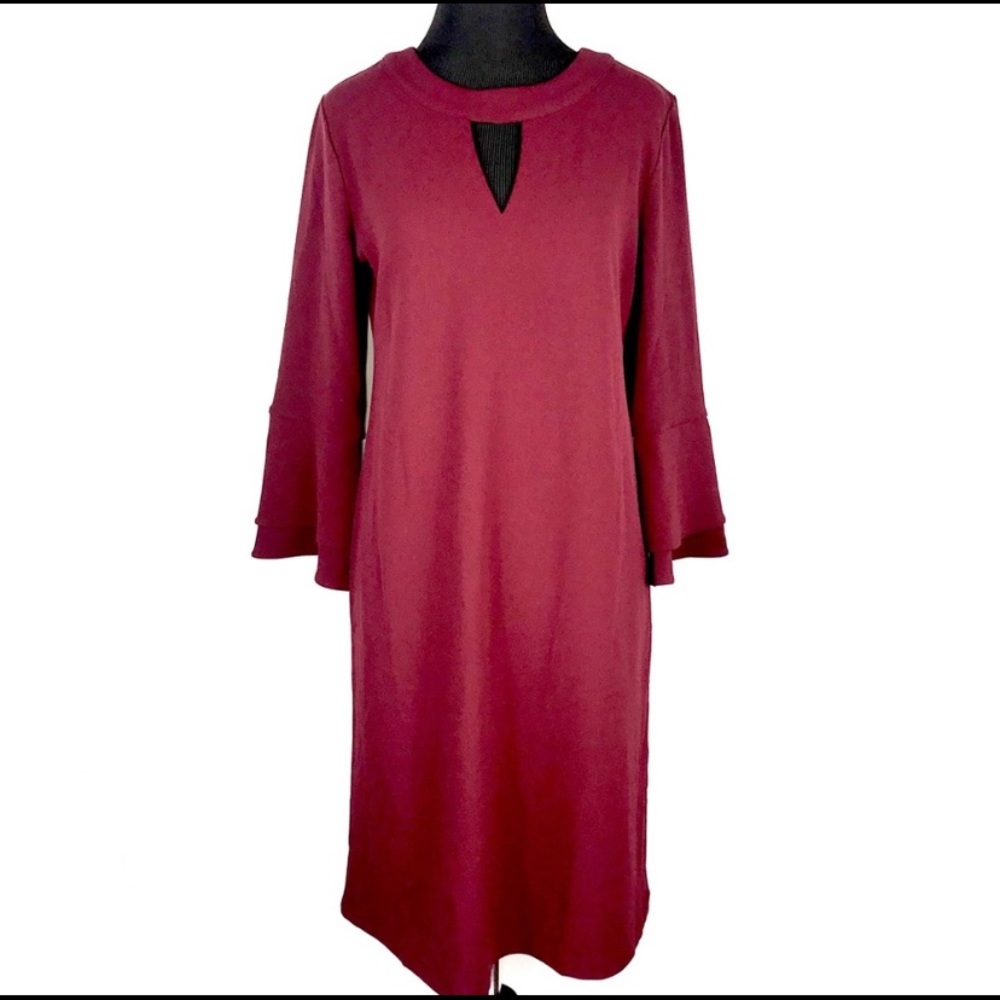 Charter Club Shift V-Keyhole Bell Sleeve Dress